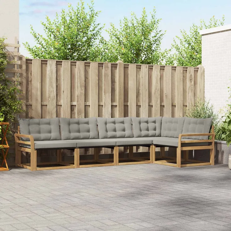 vidaXL Outdoor-Sofagarnitur 5 stk. Weiß und Hellgrau 3388685