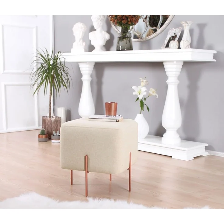 Hanah Home 'Copper 58 - Cream' Pouffe, Creme, 40 x 42 x 40 cm – Bild 4