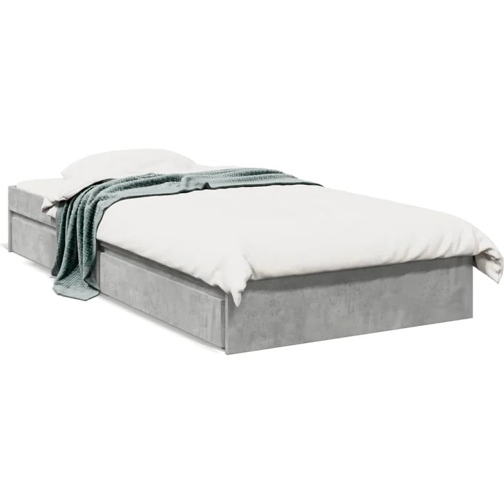 vidaXL Bettgestell mit Schubladen Betongrau 90x190 cm Holzwerkstoff 3280709 – Bild 1