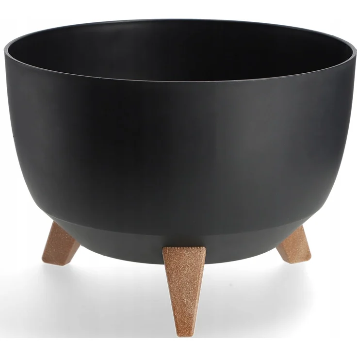 KADAX Blumentopf, Blumentopfabdeckung auf Beinen, Einsatz, Blumenständer, 33 cm, schwarze runde Schüssel – Bild 4