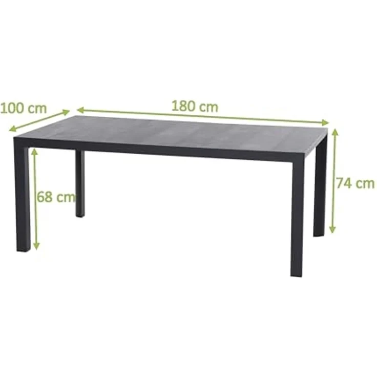 Siena Garden Silva Dining Tisch 180x100 cm ? Aluminium (matt anthrazit) & Keramikplatte (wood grey) – Bild 3