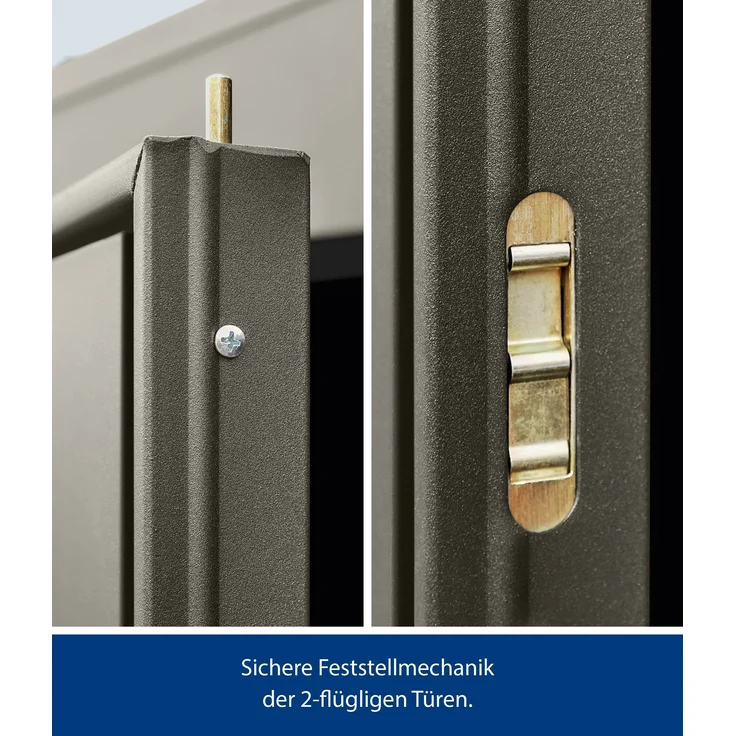 Hörmann Metall-Gerätehaus Berry Modern mit Satteldach Typ 2, 259 x 248 cm, quarzgrau, 6,4 m²,1-flüglige Tür – Bild 2