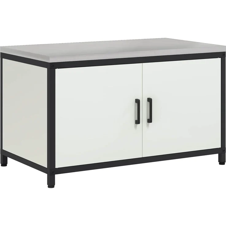 vidaXL Küchenaufbewahrung mit Regal mit Tür Weiß 60 x 50 x 92 cm Stahl 874997 – Bild 1