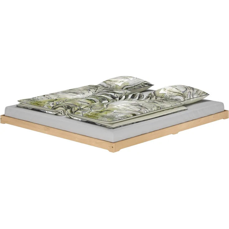 Niederflurbett Bodenbett niedriges Doppelbett 180x200 Buche Massivholz V-60.66-18ohne Zubehör