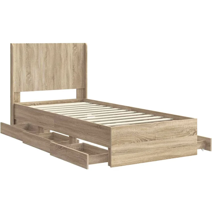 vidaXL Bettgestell mit Stauraum und Kopfteil Sonoma-Eiche 75 x 190 cm 3413991 – Bild 5