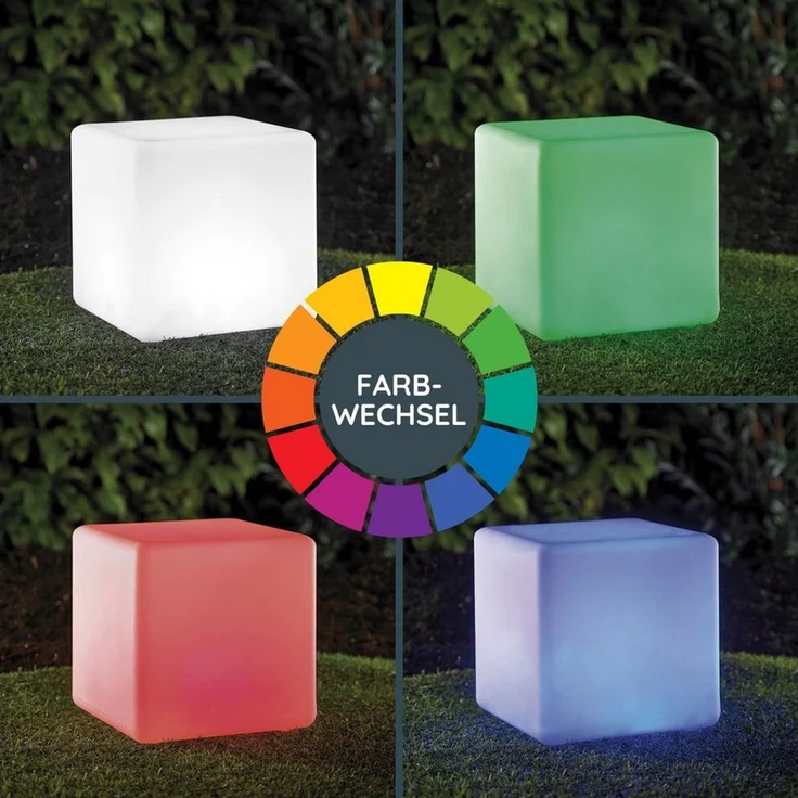 MeLiTec LED Gartenleuchte, LED wechselbar, RGBW, einstellbar, mit Farbwechsel-Funktion, Würfel mit Farbwechsel, Lampe RGB, eckig, beleuchteter Tisch – Bild 2
