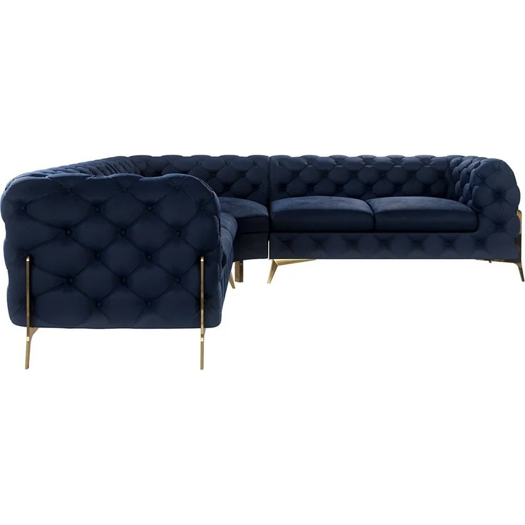 S-Style Möbel Ecksofa Chesterfield Ashley mit Goldene Metall Füßen, mit Wellenfederung – Bild 2