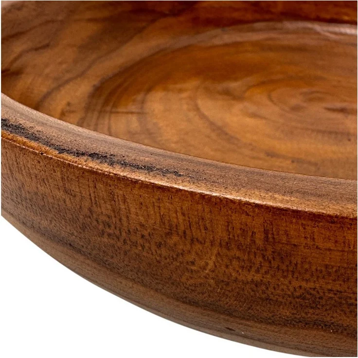 Online-Fuchs Dekoschale rund für den Tisch - Obstschale, Tablett aus Holz - 35 cm groß (aus Paulownia Holz, lebensmittelecht behandelt), natürliche Maserung mit einer warmen Holzfarbe – Bild 4