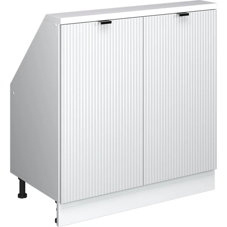Küchenschrank für Dachschrägen R-Line Weiß Riffel 80 cm mit 2 Türen Vicco – Bild 1