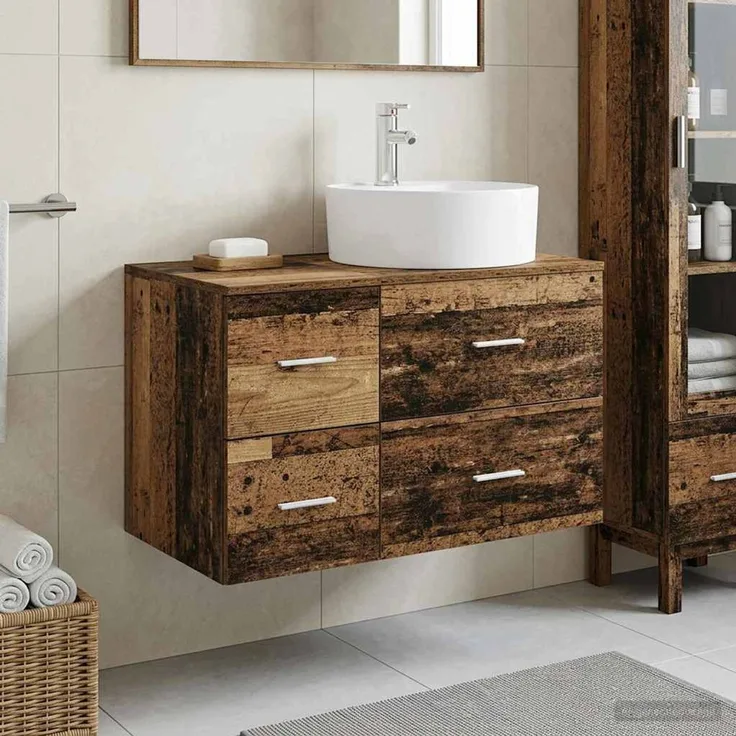 vidaXL Badezimmerschrank-Set 2 stk. Altholz 79,5 x 44,5 x 82 cm 3403990