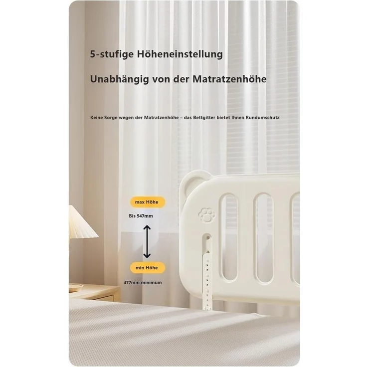 habeig Babybett Bettgitter Babygitter 120x47cm Rausfallschutz extrem stabil, 120 cm breit – Bild 9