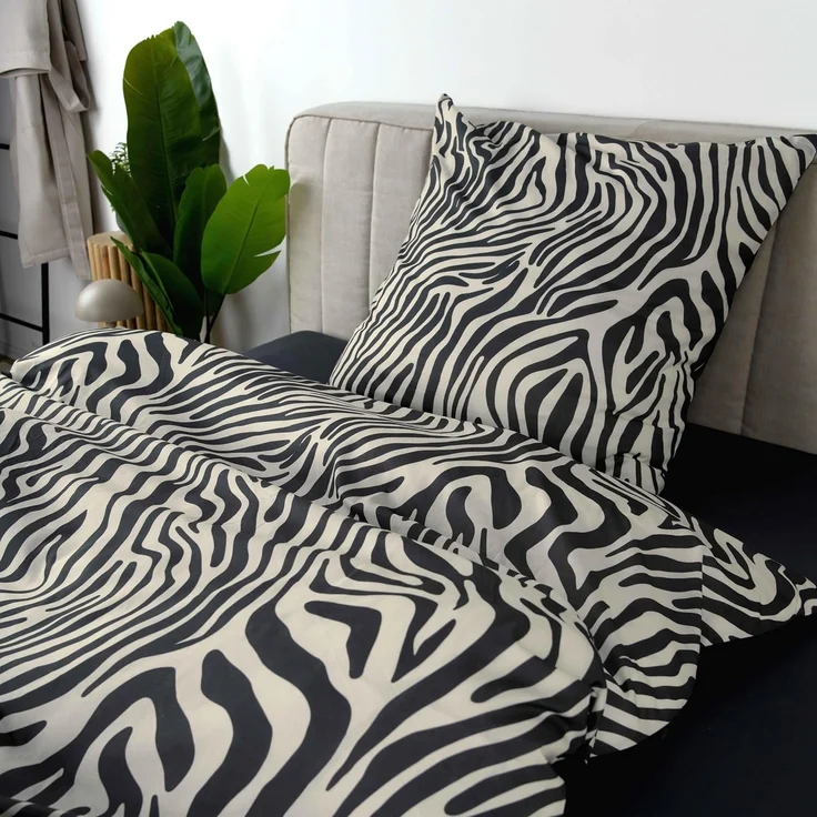 Bettwäsche Wild Flowers Zebra Animalprint 100% Baumwolle 135x200 – Bild 5
