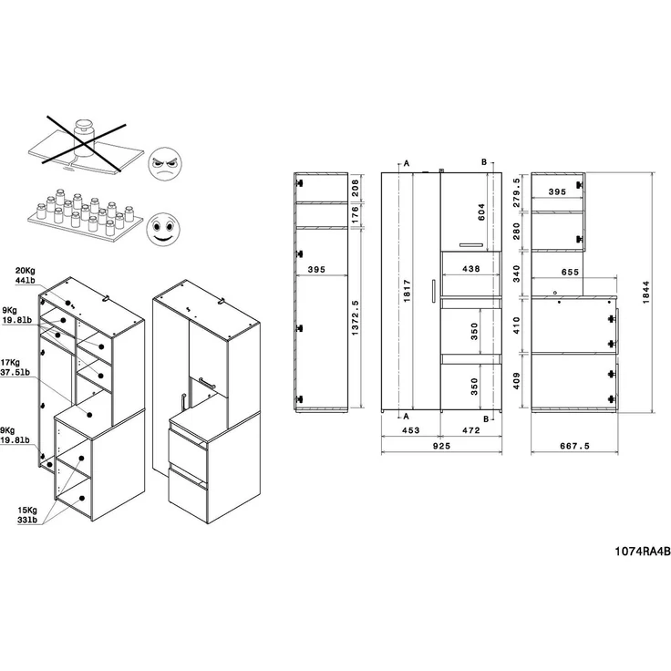 Mehrzweckschrank-Set >Laundry 2< (3-teilig) Eiche Dekor / Weiss - 204x184x67 (BxHxT) – Bild 8