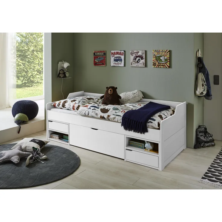 Relita 'LEVI' Kojenbett 90x200 Buche massiv weiss lackiert, inkl. Schubladen