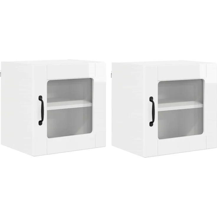 vidaXL Wandglas-Schrank PORTO 2 stk. Hochglanz-Weiß 40 x 31 x 40 cm 885194 – Bild 2