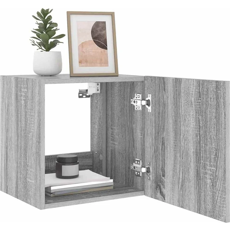 TV-Wandschrank, Fernsehschrank mit LED-Leuchten Grau Sonoma 40,5x35x40 cm – Bild 7