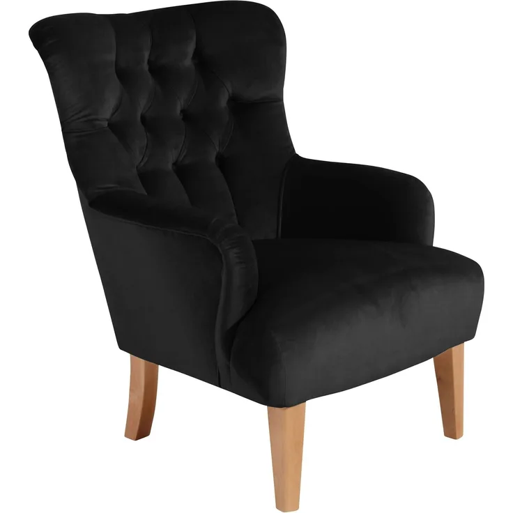Sessel Kaiya Bezug Samtvelours Buche natur / schwarz 21231