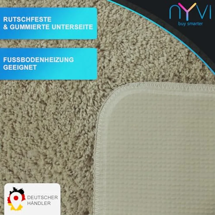 NYVI Badematte Badematten Set 3 teilig NYVISpa Lasalle Badezimmerteppich Set, Höhe 20 mm, Polyester, Badematte 50x80 + WC Vorleger mit Ausschnitt 45x50 + WC Deckelbezug – Bild 3