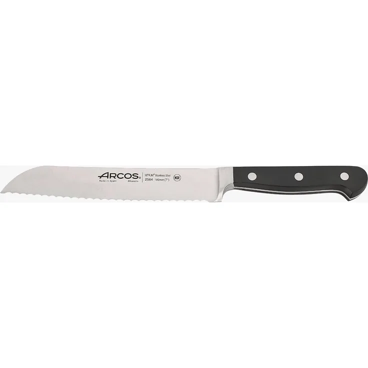 Arcos 256400 Brotmesser, Acier_inoxydable, Schwarz, 180 mm