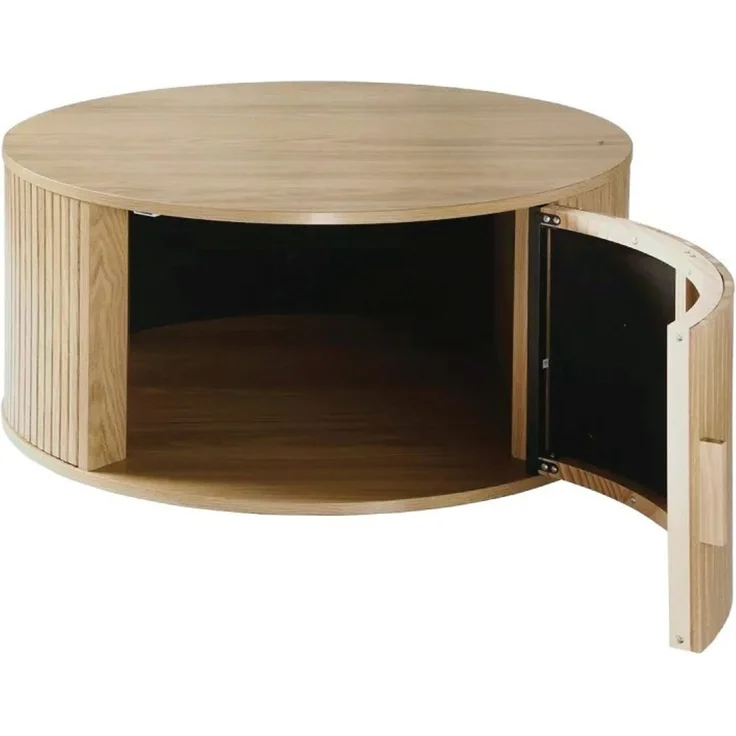 Casâme 'ERNEST' Runder Couchtisch mit Stauraum D75 cm - Helles Holz – Bild 8
