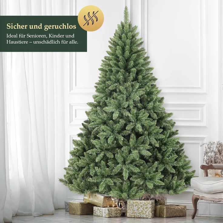 Salcar Künstlicher Weihnachtsbaum Künstlicher Christbaum, naturgetreuer Tannenbaum mit Klappsystem, 180cm mit 730 PVC-Nadeln – Bild 3