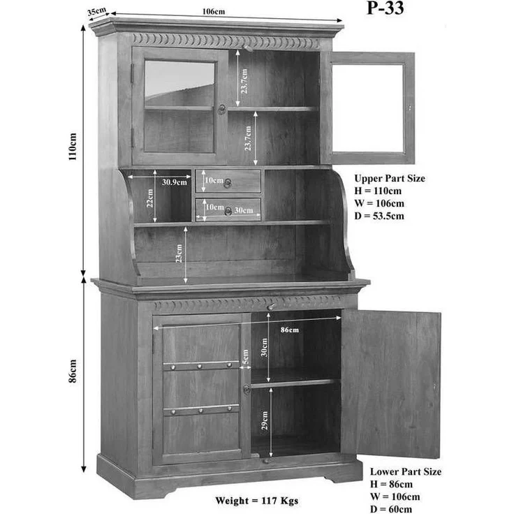 Buffet Akazie 106x60x196 honig lackiert OXFORD #0510 – Bild 8