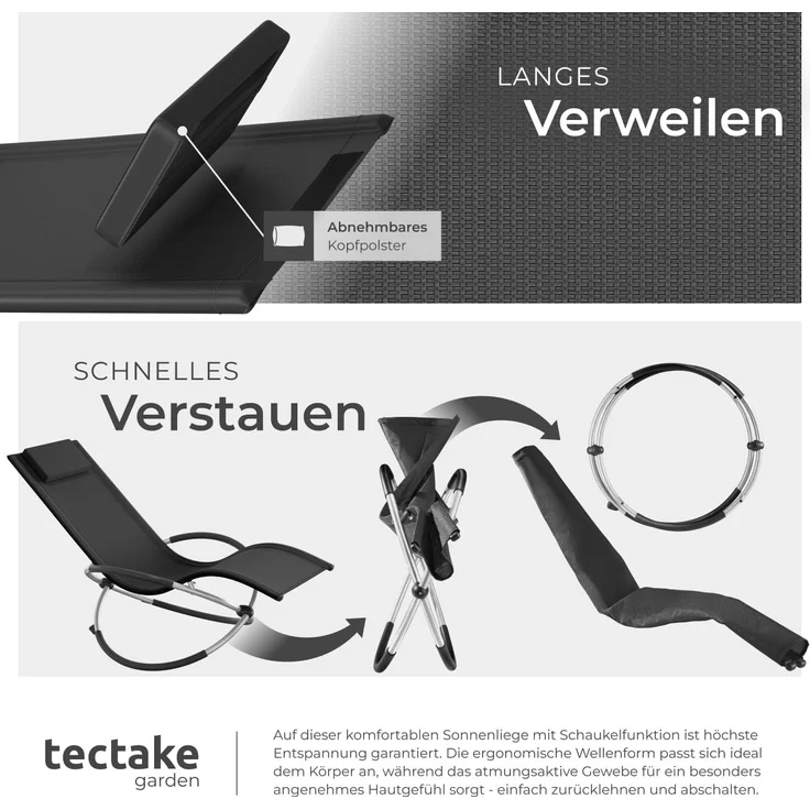 tectake Gartenliege Sonnenliege, 1, 1 St, 1tlg, mit Textilene – Bild 5