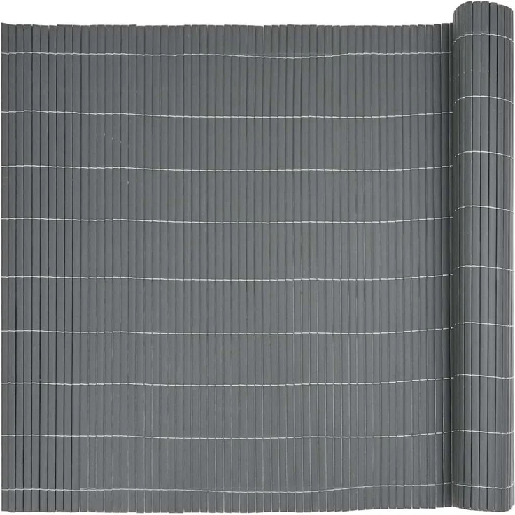 vidaXL Gartenzaun Doppelseitig Grau 1,8x5 m PVC 42002627 – Bild 5