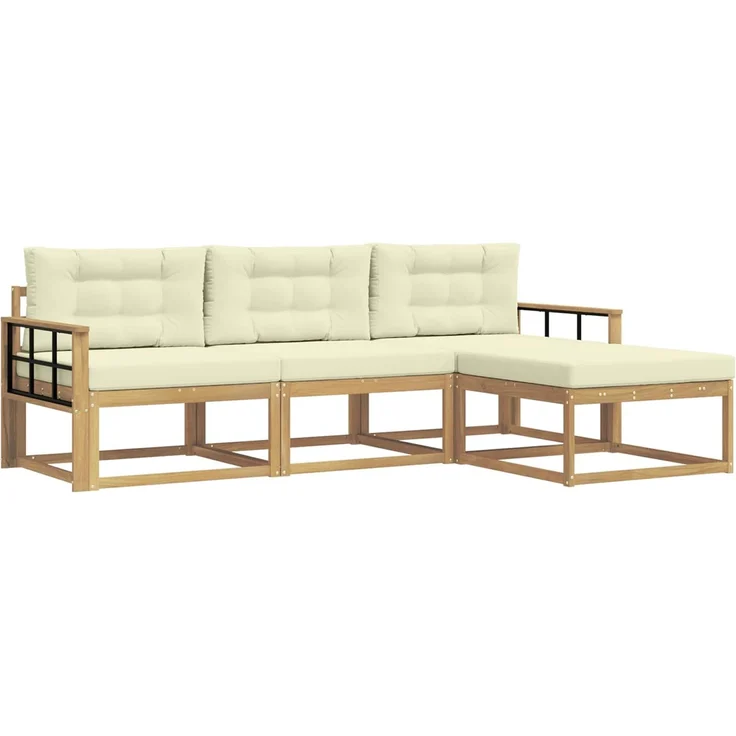 vidaXL Outdoor-Sofagarnitur 4 stk. Weiß und Creme Polyester 3386279 – Bild 2