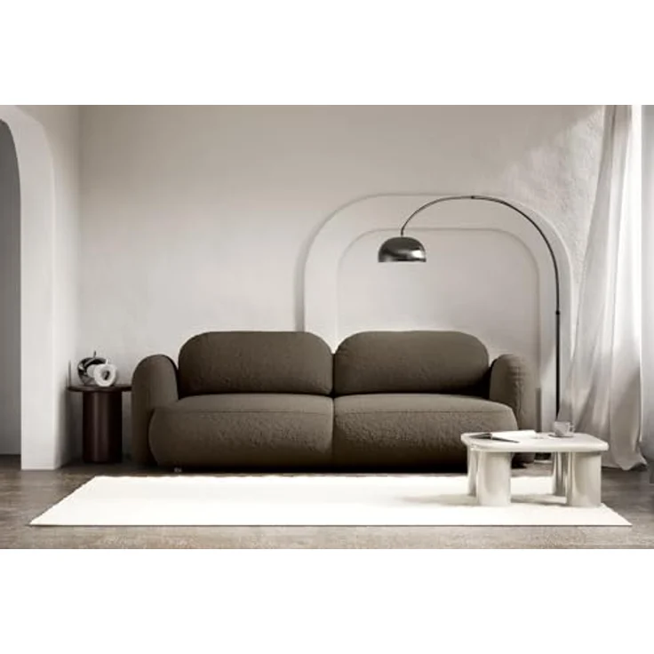Selsey Sofa mit Schlaffunktion und Bettkasten 253x110 cm Braun Bouclé – Schlafsofa & Couch mit DL-Automatik, große Schlafcouch 165x205 cm, 3-Sitzer Sofa Bed, Polstersofa mit Stauraum – Bild 2