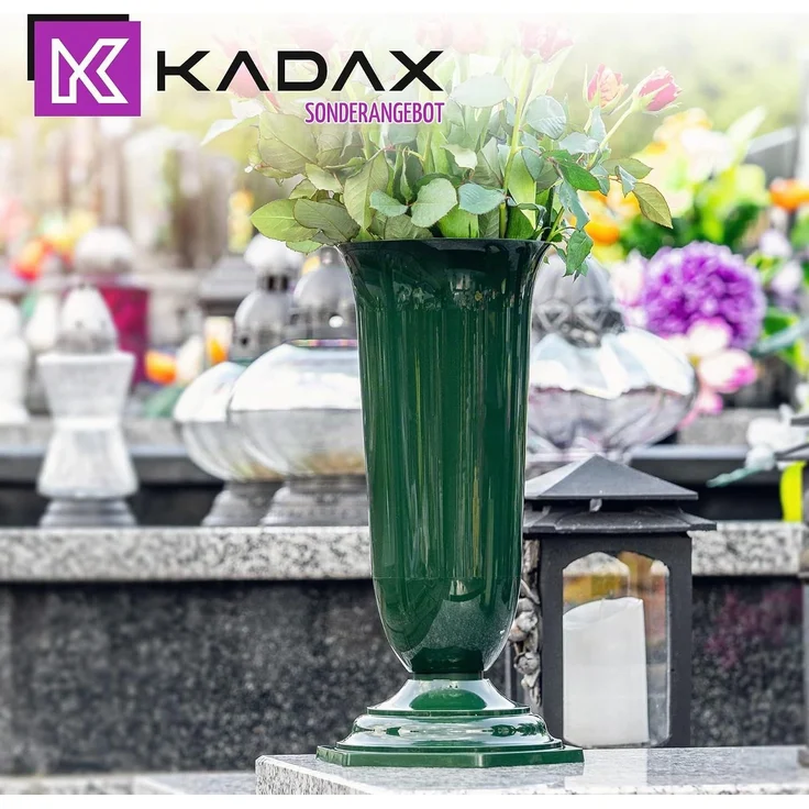 KADAX Vase Fläschchen Friedhof Grab Grabstein Grün 29cm – Bild 8