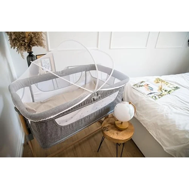 Momi SMARTBED 4-in-1 Kinderbeistellbetten bis 15 kg, Beistellbett für Babys mit Matratze, Höhenverstellbar – Bild 25