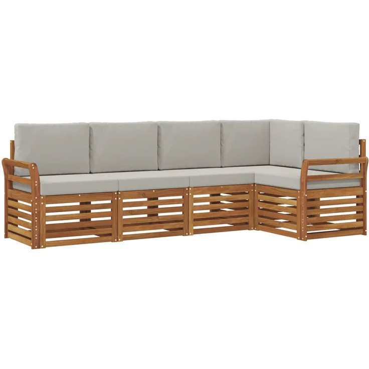 vidaXL Outdoor-Sofagarnitur 5 stk. 5-Sitzer Natur und Hellgrau 3374811 – Bild 2