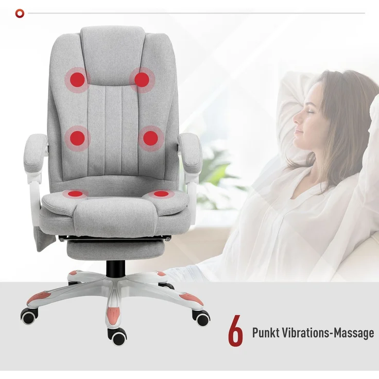 MELAYR, Massage Sessel, Bürostuhl, Gaming Stuhl, Polyester, Schaumstoff, Nylon, Grau, 66 x 63 x 107-115 – Bild 5
