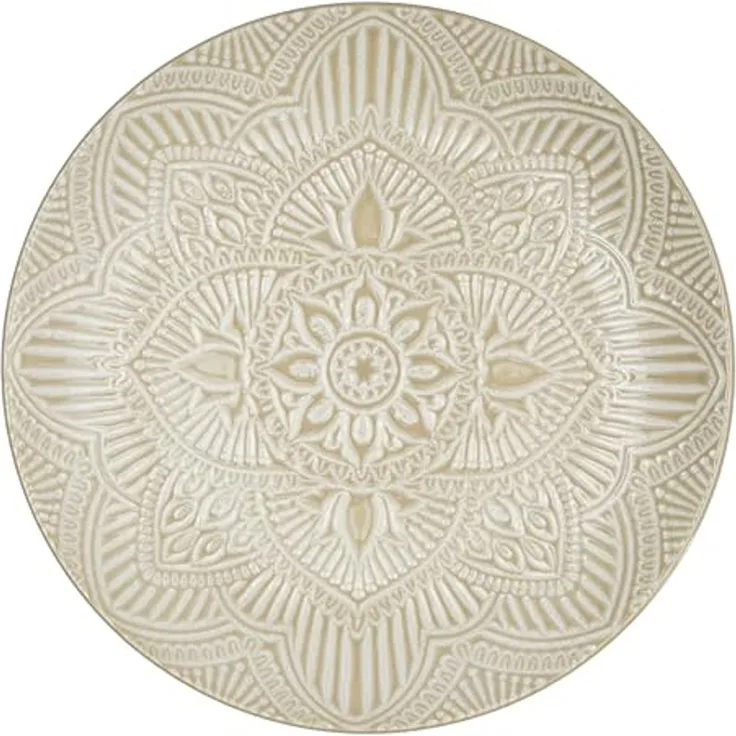 HOME DECO FACTORY, KA0455, Elegant beige Ceramic Plate, ideal for All Meals, Resistant and Easy to Maintain, Perfect for Serving Dishes and Desserts, D27 cm, Beige