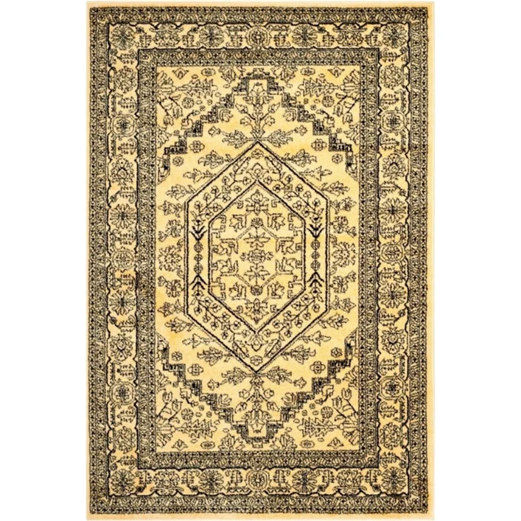SAFAVIEH Traditionell Teppich für Wohnzimmer, Esszimmer, Schlafzimmer - Adirondack Collection, Kurzer Flor, Gold und Schwarz, 91 X 152 cm