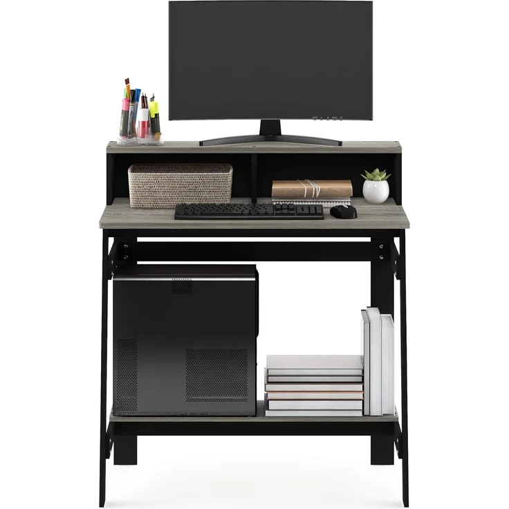 Furinno Schreibtisch, Holz, Schwarz/Eichengrau, 48. 51x48. 51x90. 17 cm – Bild 5