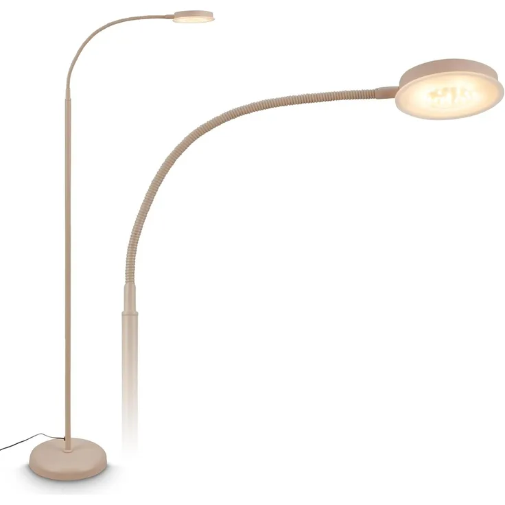 BRILONER - Stehlampe mit Touch, dimmbar, schwenkbar, Memoryfunktion, Leselampe, Wohnzimmerlampe, Schlafzimmer Deko, Deckenfluter, Standleuchte, Stehleuchte, 125,5 x 21 x 45 cm, Beige
