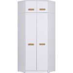 Marmex Möbel Grant 08/15 Ein moderner Eckschrank mit 2 Kleiderstangen, Einlegeböden und Schrankaufsatz, laminierte Spanplatte, weiß, 91x235x91 cm