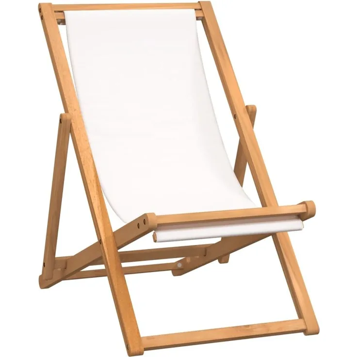 vidaXL Liegestuhl Teak 56x105x96 cm Creme 43802