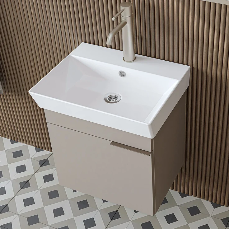 Skye Decor '2935' Badmöbel-Set mit Waschbecken & Spiegel (2-teilig), Sandstein, 50 x 54 x 38,6 cm – Bild 5