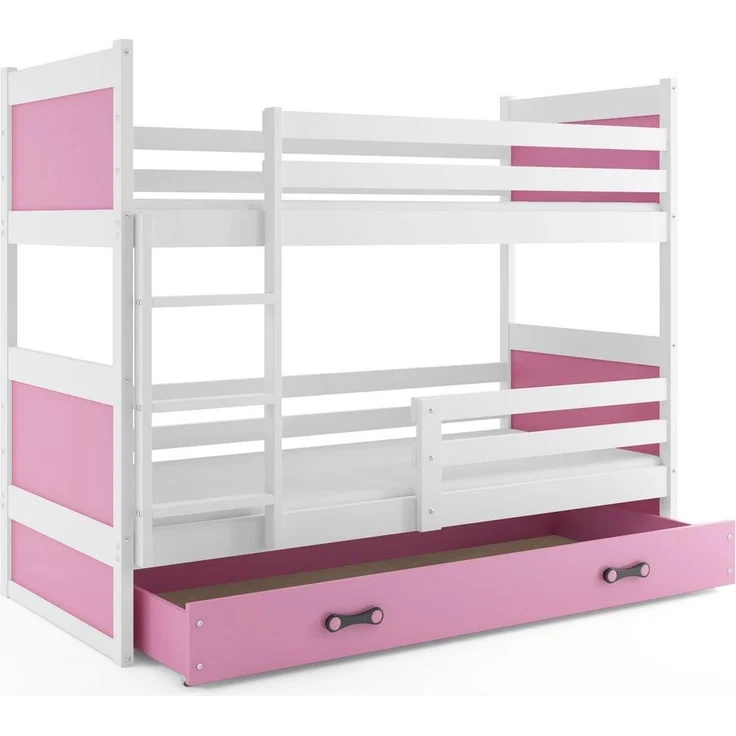 BMS Etagenbett für Kinder Rico Weiß Rosa 3 Schlafplätze – Bild 3