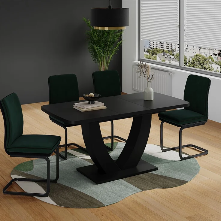 Esstisch Fenaro Schwarz 120 x 80 cm ausziehbar Vicco – Bild 3