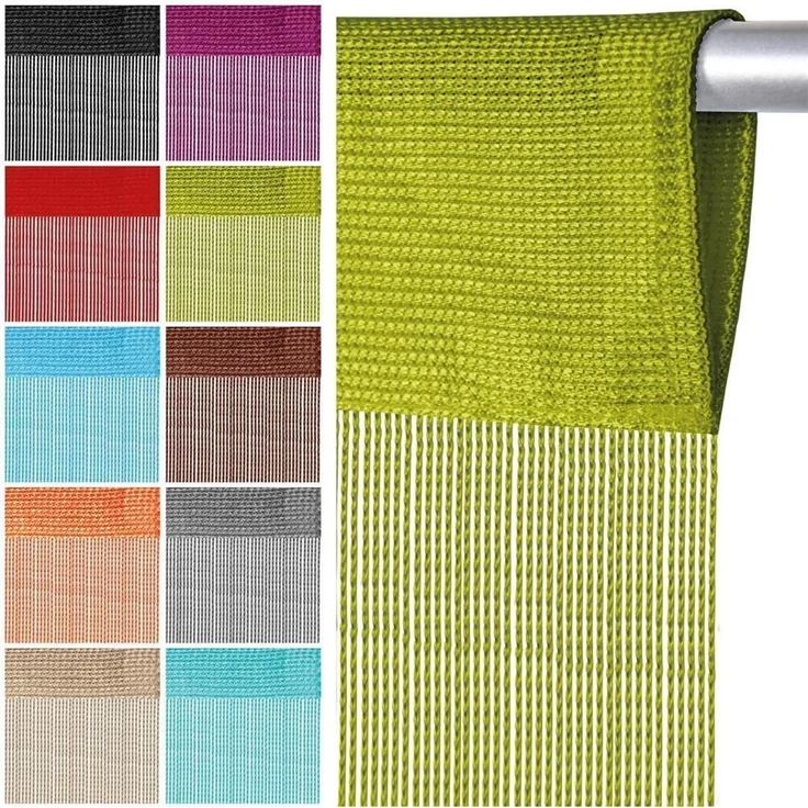 Fadenvorhang mit Stangendurchzug, individuell kürzbare Gardine, moderner und eleganter Dekorationsartikel in vielen Farben und Ausführungen Stangendurchzug Hellgrün 90x250 cm – Bild 4