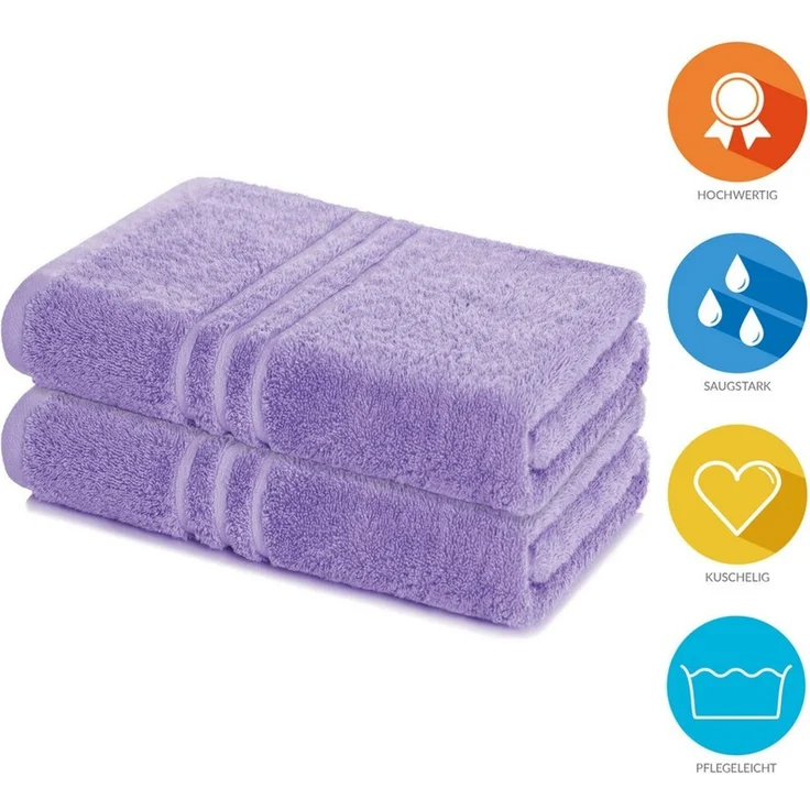 Lavea Badetuch Elena 2er Set Badetücher 100x150 cm, Duschtuch, 500 g/m² Frottier, weich & saugstark, pflegeleicht – Bild 2