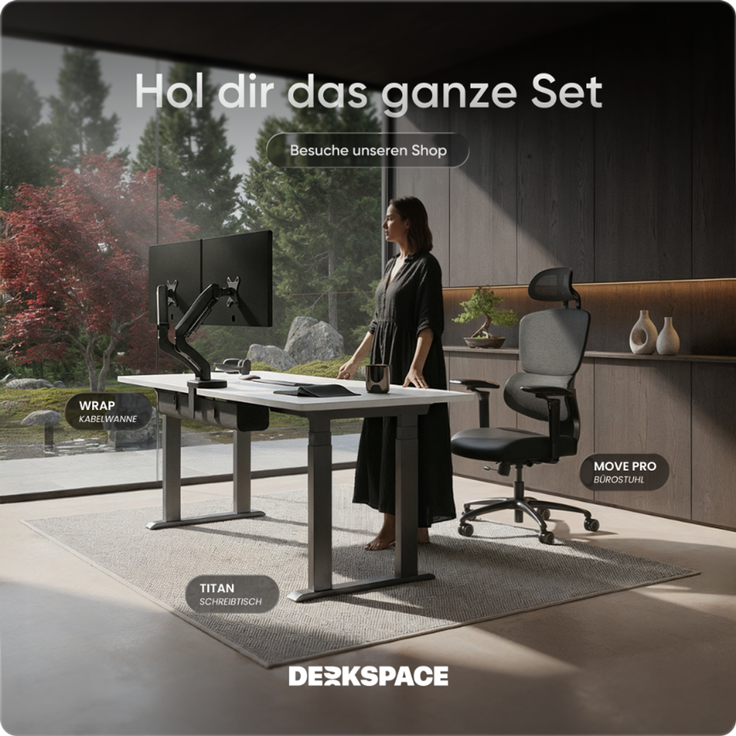 DESKSPACE Höhenverstellbarer Schreibtisch elektrisch mit leisem Dual-Motor – stabiles 4-Bein-Gestell (Grau Gestell, Weiß Tischplatte, 200×80 cm) – Bild 9