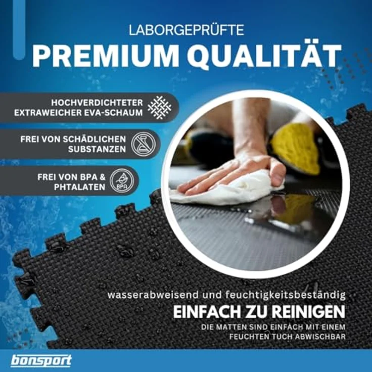 bonsport Pool Unterlegmatte Poolmatte 36 Stück - Bodenschutz Matte für den Pool/Planschbecken - Bodenfolie Bodenmatte Poolunterlage Bodenschutz schwarz – Bild 6
