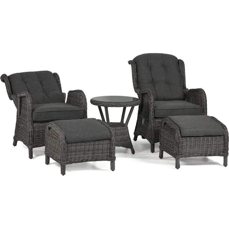 osoltus Sandy Stone Set Alu Korbsessel Ohrensessel Anthrazit verstellbar 5 tlg. – Bild 2