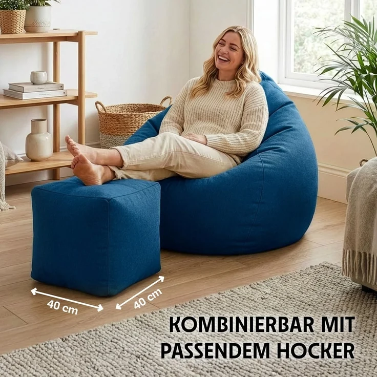 URBANARA Sitzsack 185l blau Basic-Comfort – Bild 2
