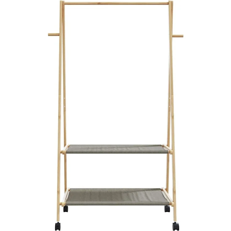 vidaXL Kleiderständer mit Ablagen und Rollen 96x45,5x155,5 cm Bambus 4008909 – Bild 4